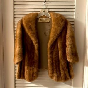 Vintage Emba Pastel Natural Brown Mink Stole Cape, One Size